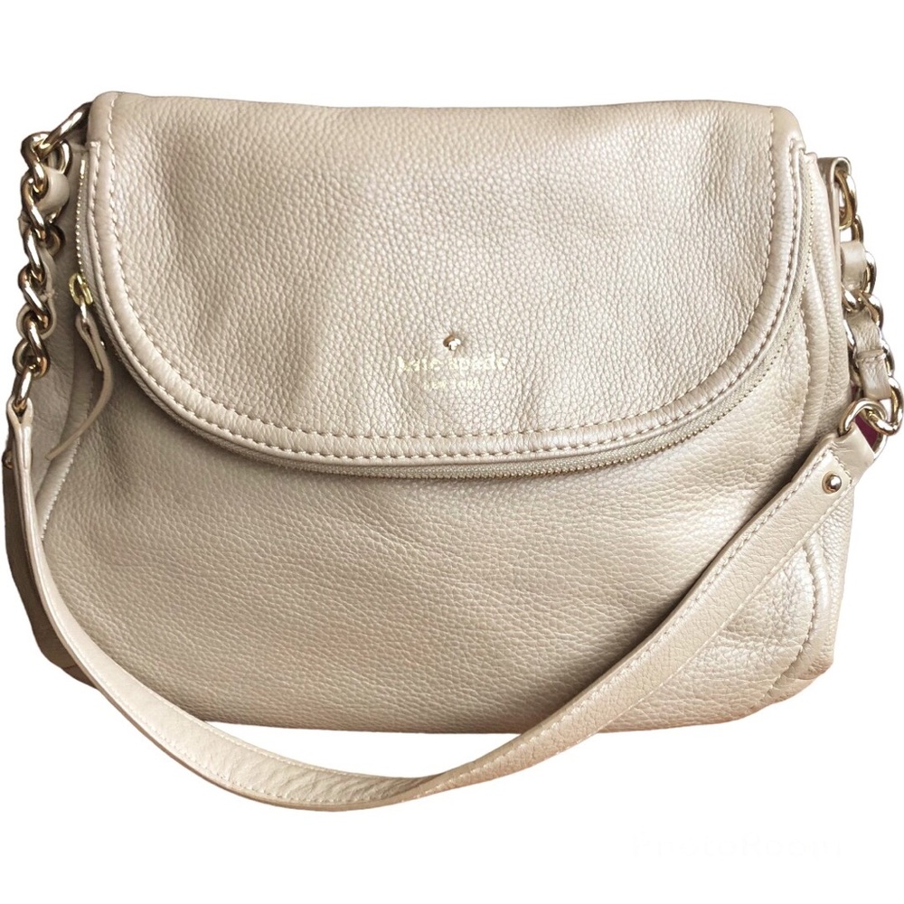 KATE SPADE Beige Pebble Grain Leather Hobo